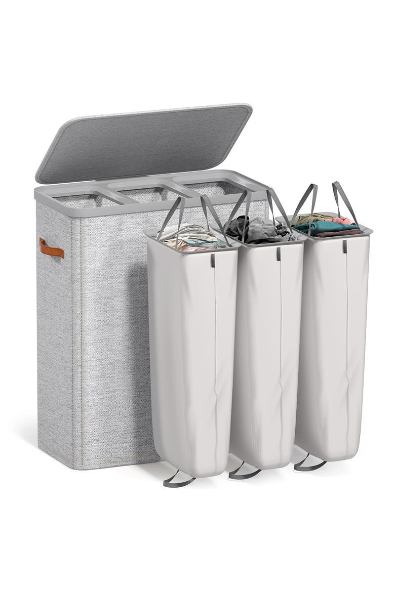 3-Compartment Laundry Basket, Alternate, color, GRAY