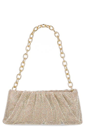 Jessica Mcclintock Nixie Crystal Mesh Clutch In Brown