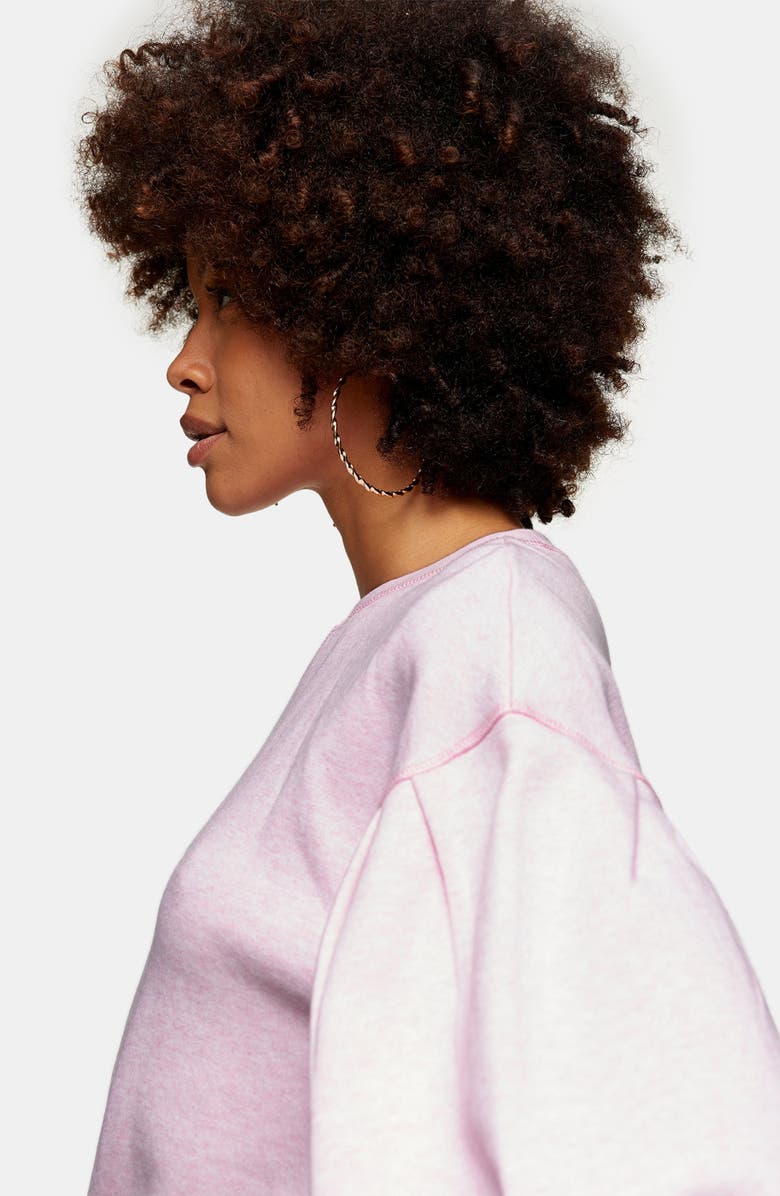 Topshop Pleated Sleeve Sweatshirt, Alternate, color, 