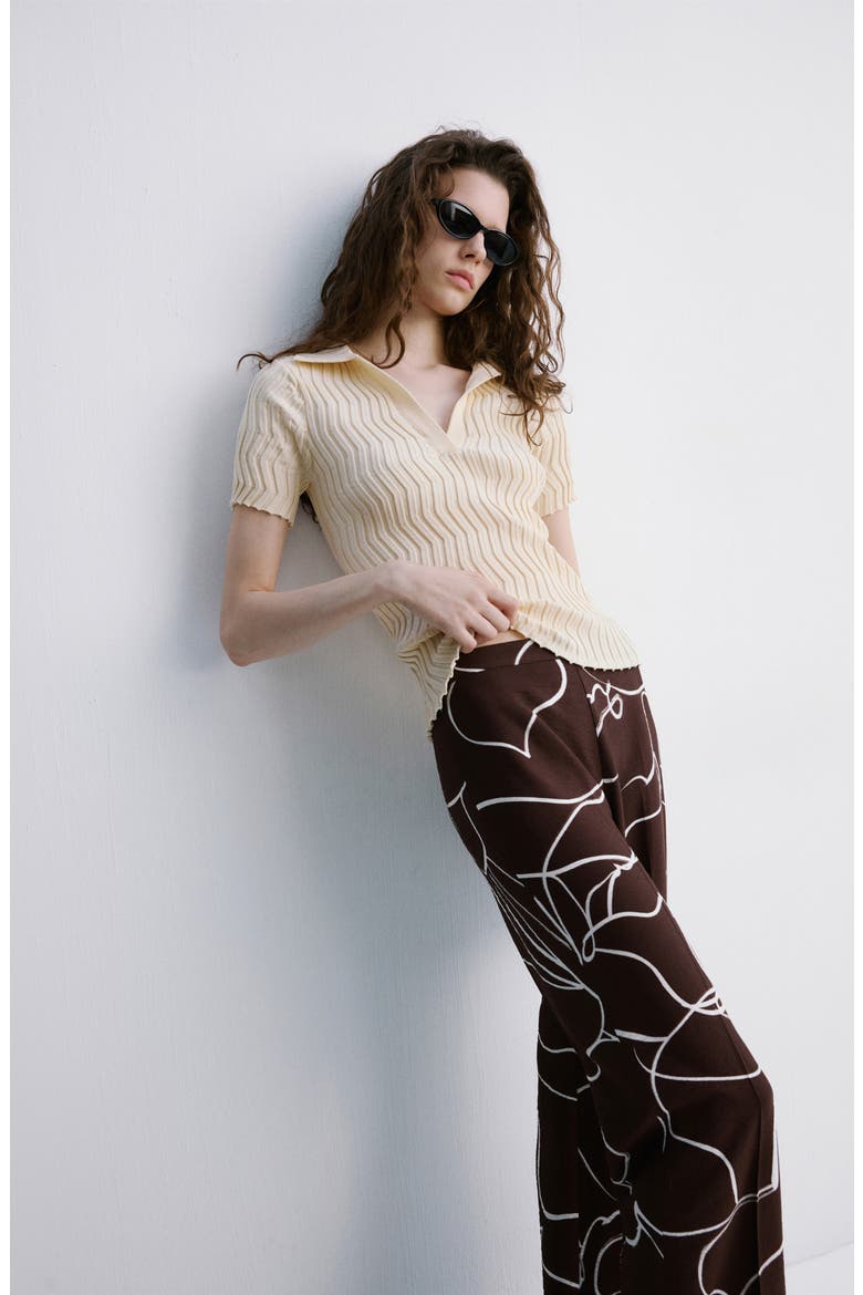 Print Wide Leg Pants, Alternate, color, BROWN