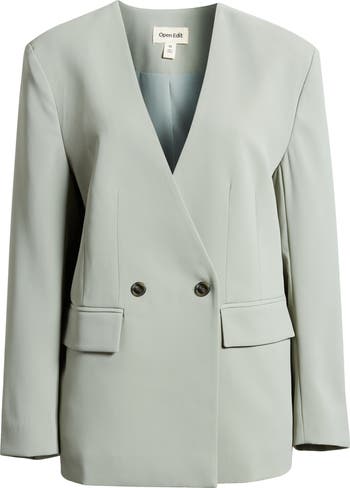 ジャケット・アウター Collarless Double Breasted Suit Jacket Open Edit Collarless Double Breasted Blazer | Nordstrom