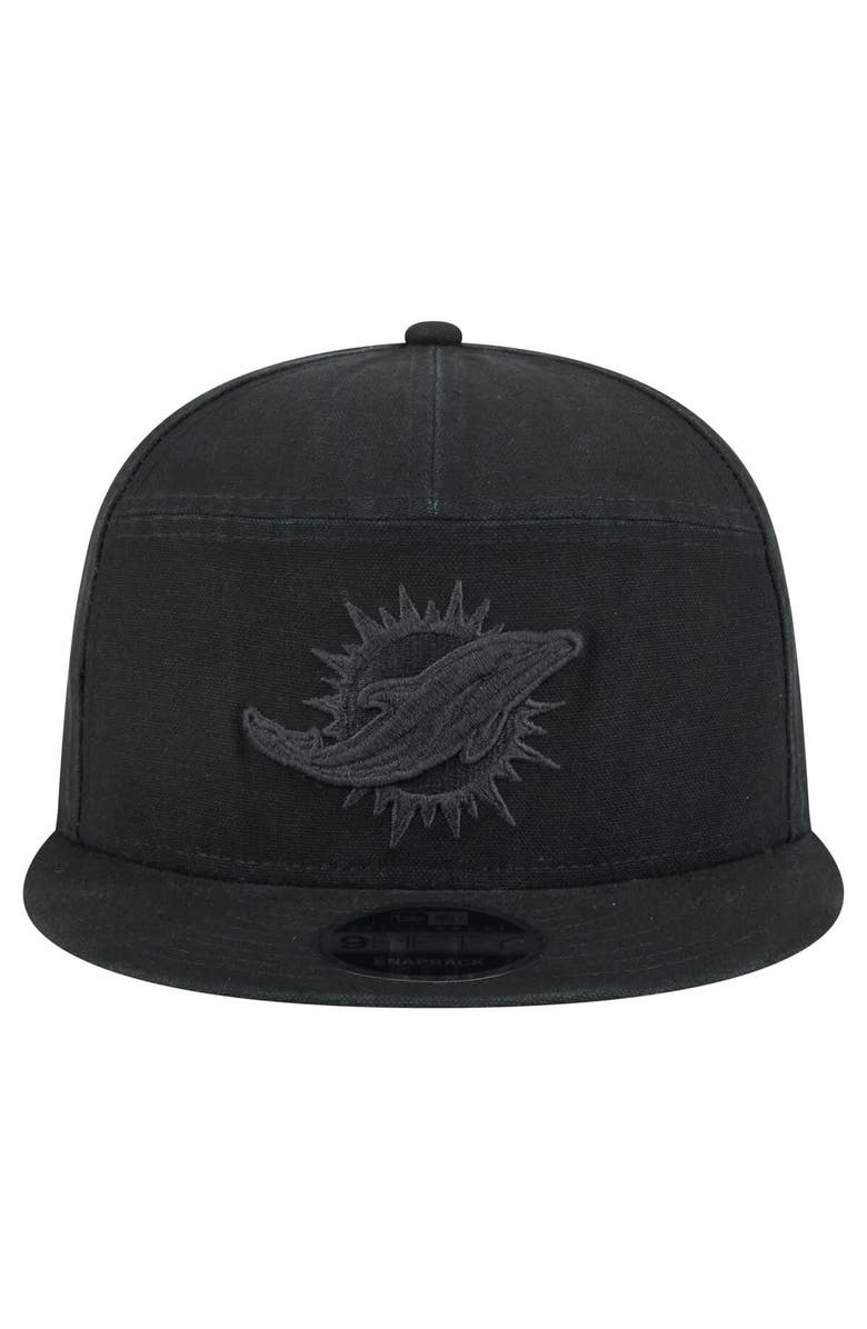 New Era Men's New Era Black Miami Dolphins Adventure Canvas Split Panel 9FIFTY Snapback Hat, Alternate, color, Black