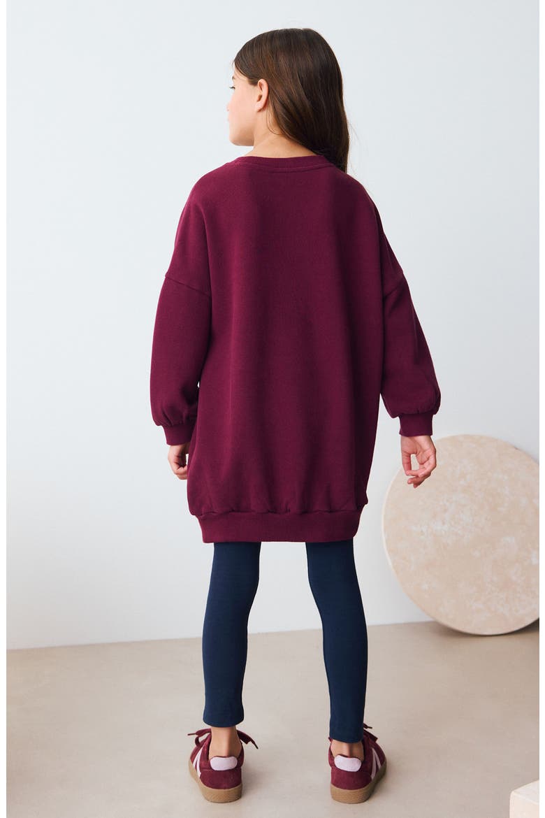 Kids' Sequin Star Sweatshirt Dress, Alternate, color, RED
