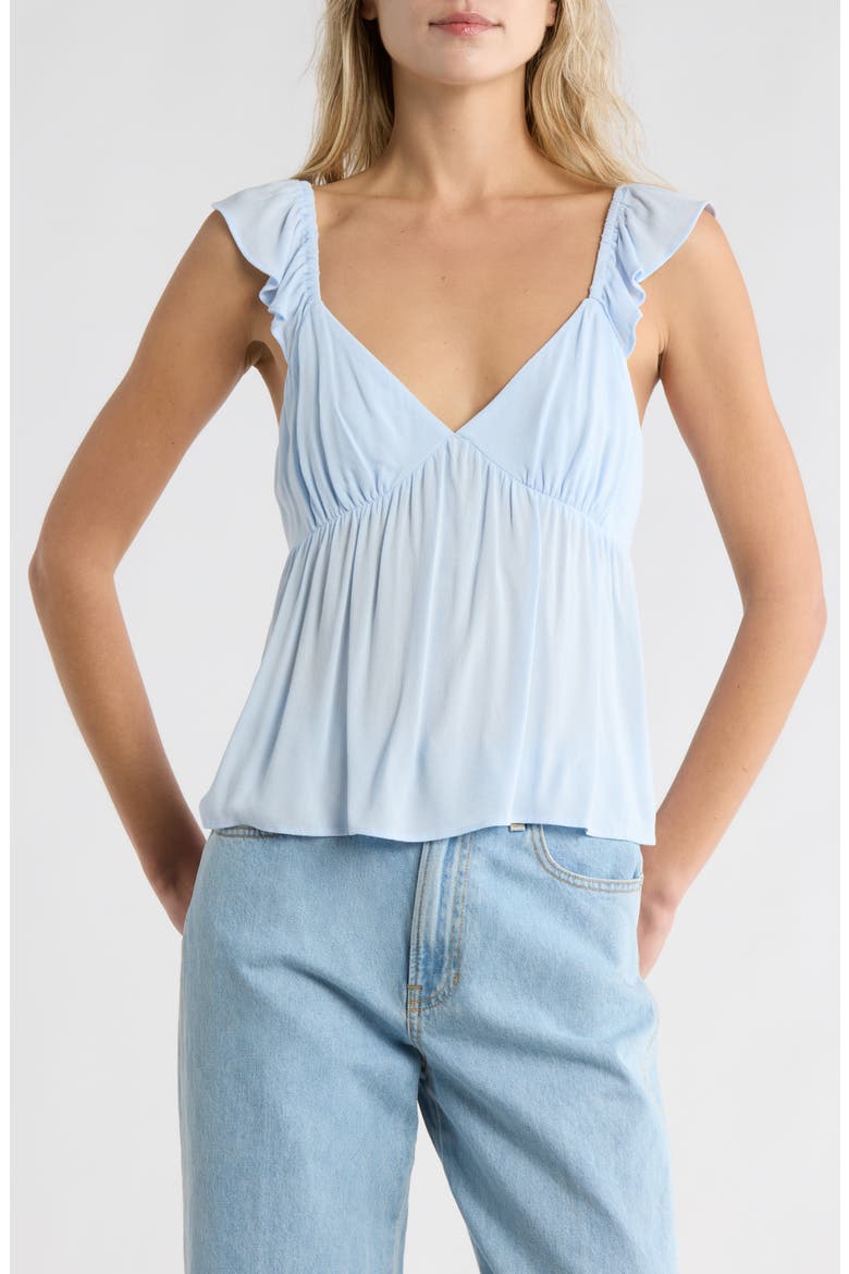 Flutter Sleeve Babydoll Tank Top, Main, color, BLUE BIRD