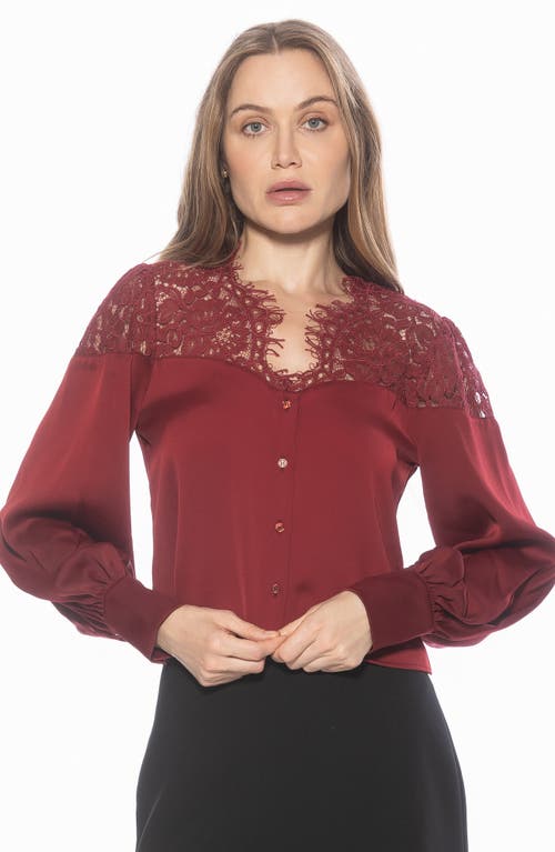 Alexia Admor Bryne Lace Trim Top In Brown