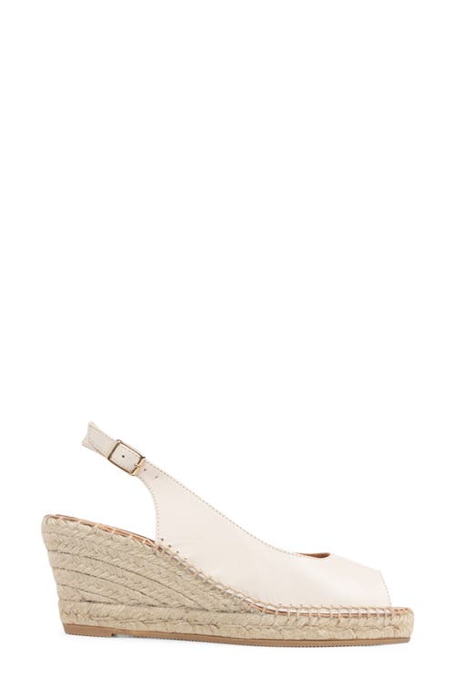 Shop Patricia Green Peyton Slingback Espadrille Peep Toe Platform Wedge Sandal In Bone Leather