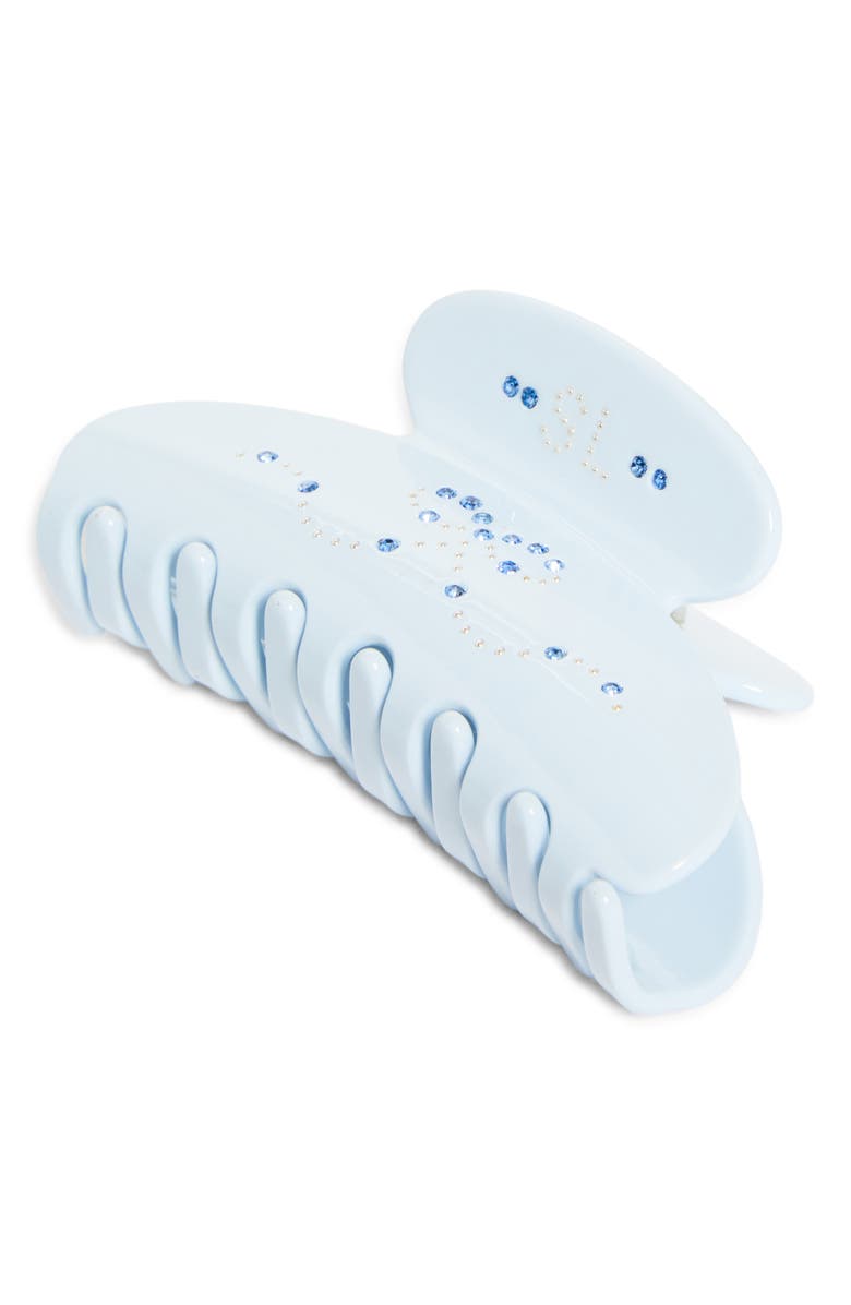 Sandy Liang Princess Crystal Embellished Claw Clip, Main, color, Baby Blue