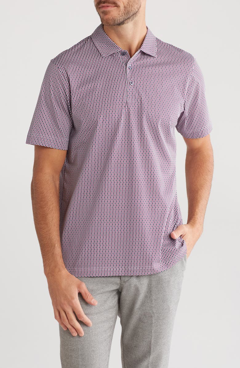 Bugatchi Micro Dot Stretch Cotton Polo, Main, color, Plum