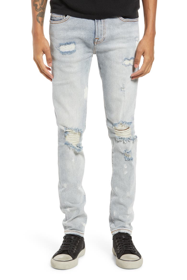 Punk Men's Ripped Super Skinny Jeans, Main, color, BLEACH