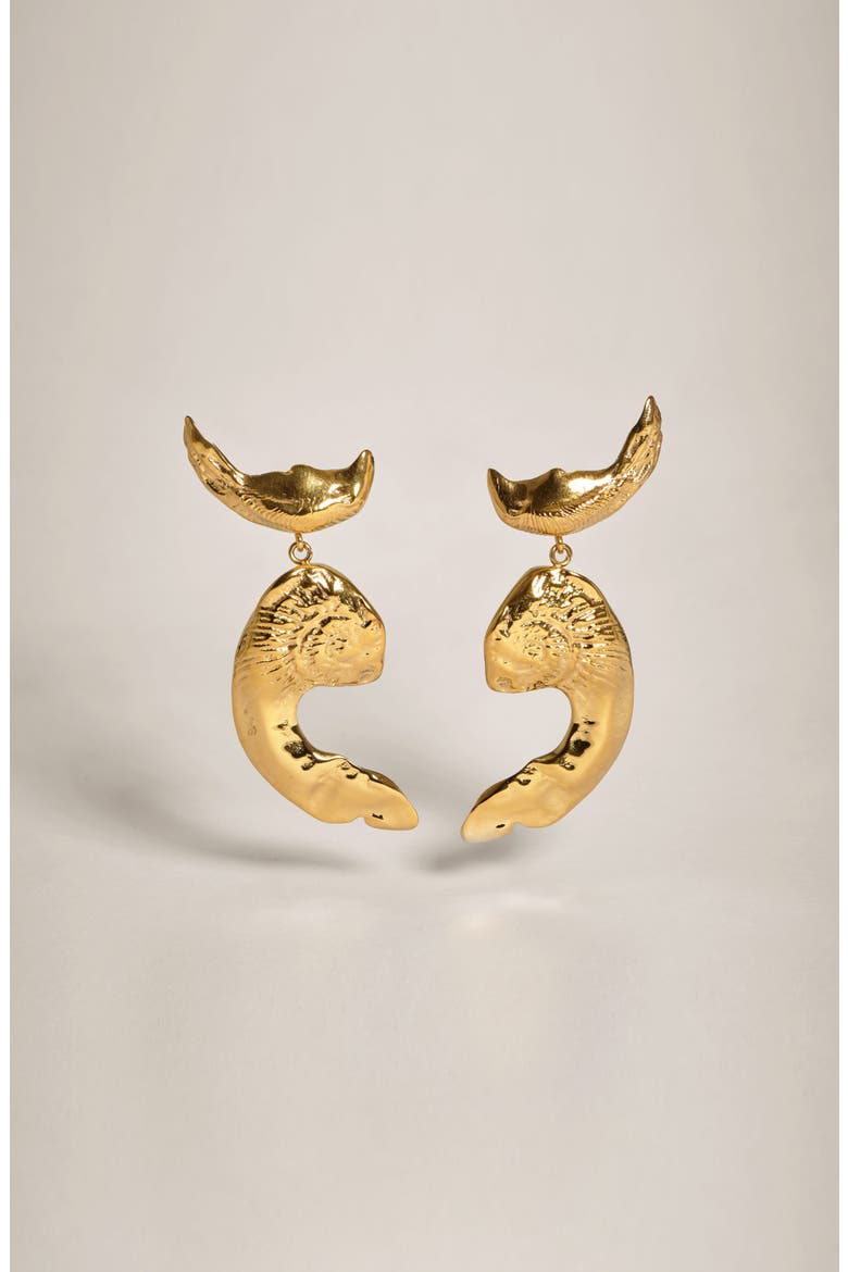 Vechi Shell Earrings in Gold, Alternate, color, Gold