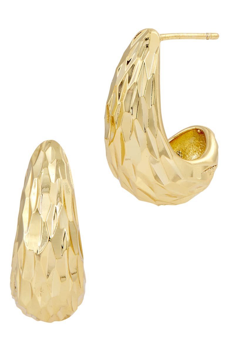 SAVVY CIE JEWELS Textured Dome Half Hoop Earrings, Main, color, Gold