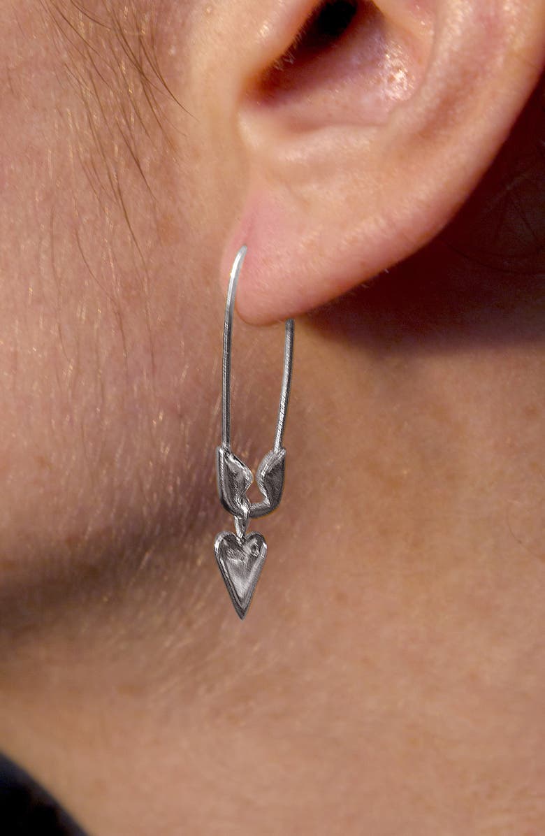 Adornia Safety Pin Dangle Heart Drop Earrings, Alternate, color,