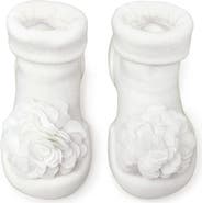 Komuello Baby Girl First Walk Sock Shoes Corsage - Snow