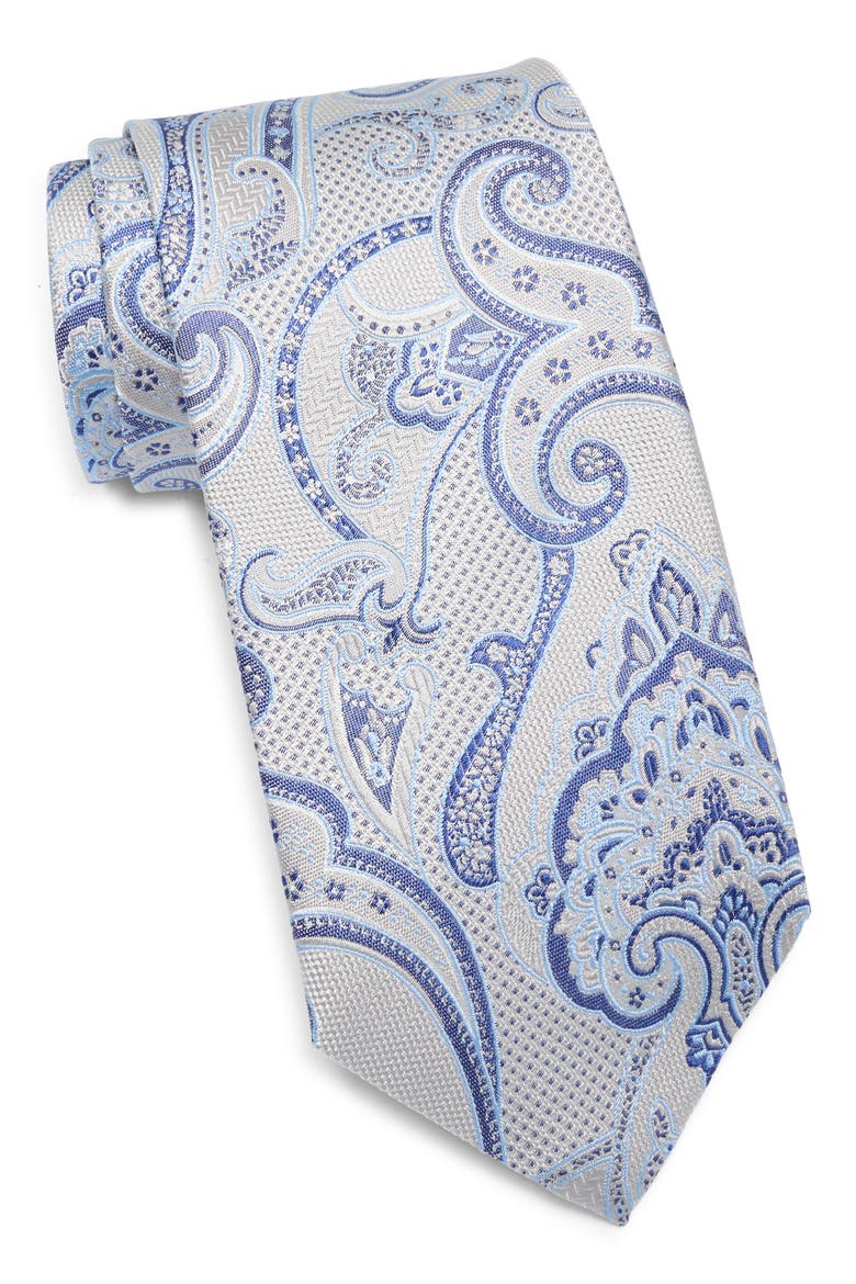 Paisley Silk Tie, Main, color, PEARL