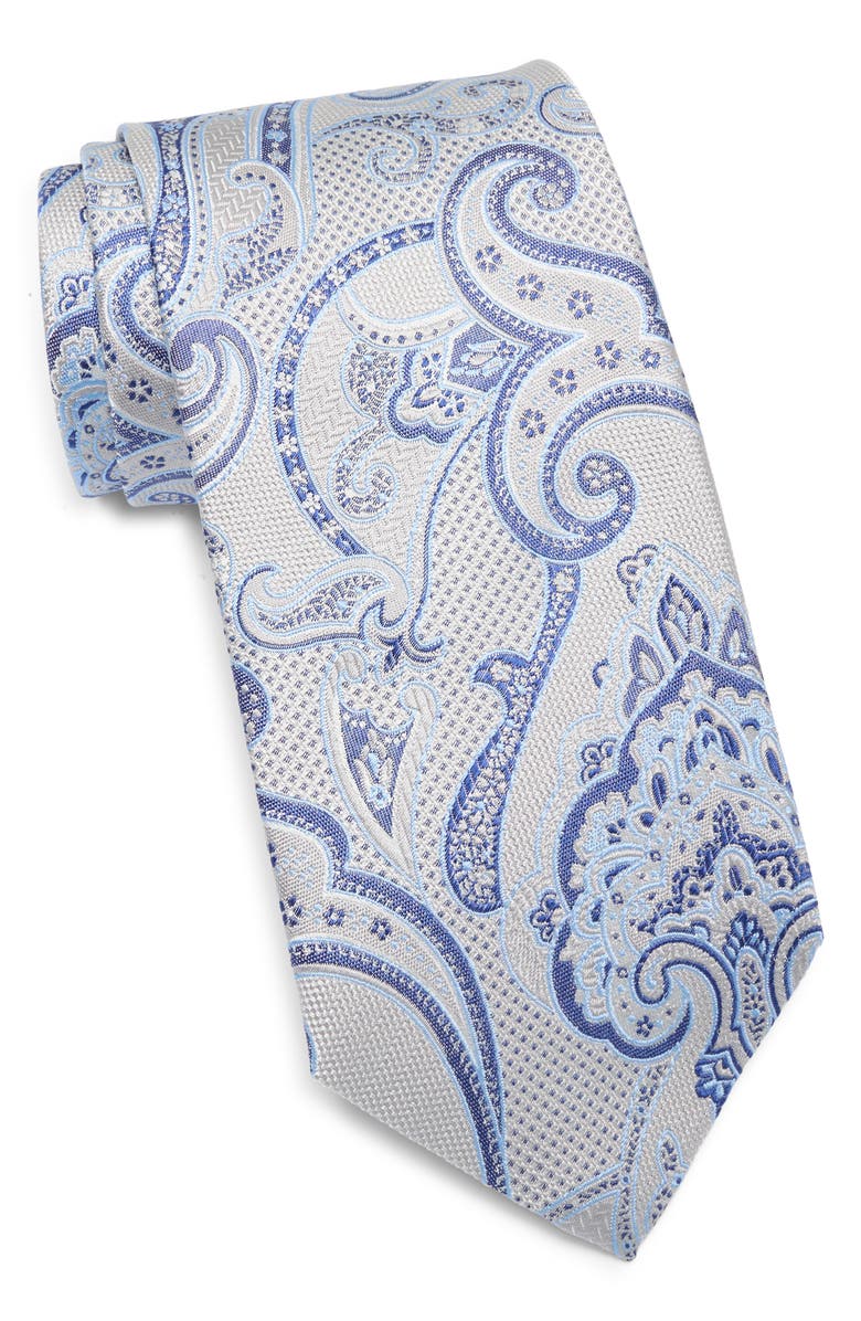 David Donahue Paisley Silk Tie, Main, color, Pearl