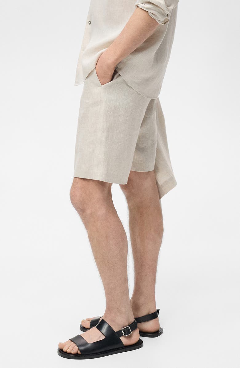 MANGO Slim Fit Flat Front Linen Bermuda Chino Shorts, Alternate, color, Ecru