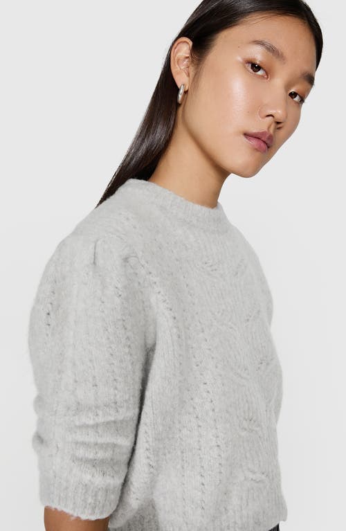 REBECCA MINKOFF REBECCA MINKOFF CAMPBELL POINTELLE PUFF SLEEVE MERINO WOOL BLEND SWEATER 