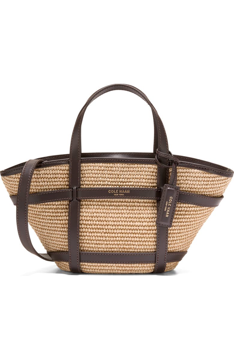 Cole Haan Key West Crossbody Tote, Main, color, Natural Raffia/ Dk. Chocolate