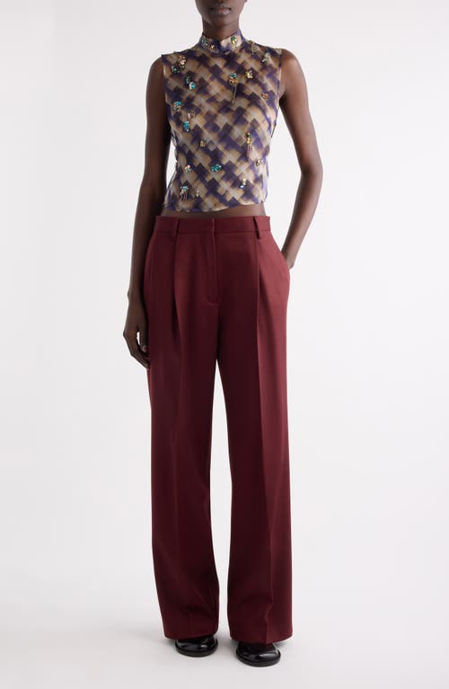 Dries Van Noten Carmasa Check Crystal Embellished Top In Purple