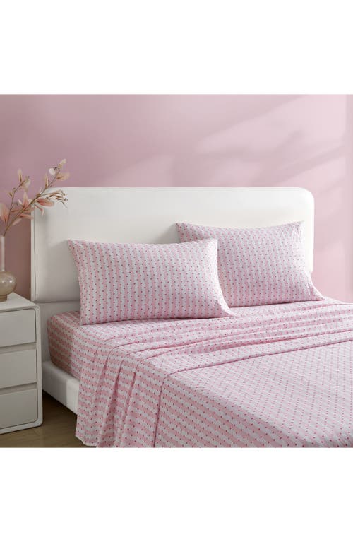 Betsey Johnson Wonderland Stripe Sheet Set In Bright Pink