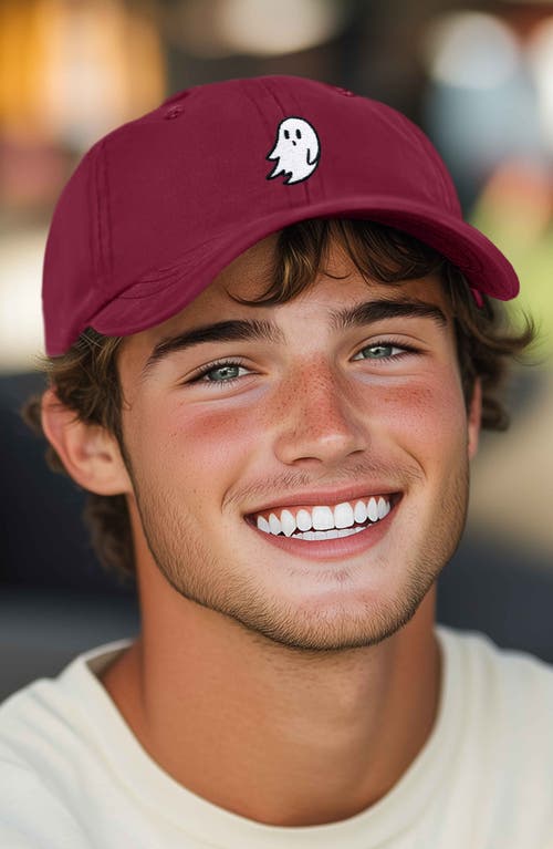 Dalix Ghost Embroidered Low Crown Cap In Maroon
