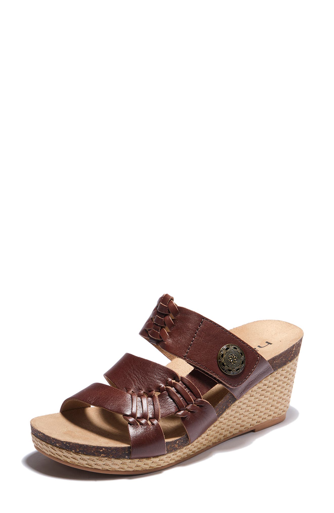 Genoa Wedge Sandal, Alternate, color, DARK BROWN
