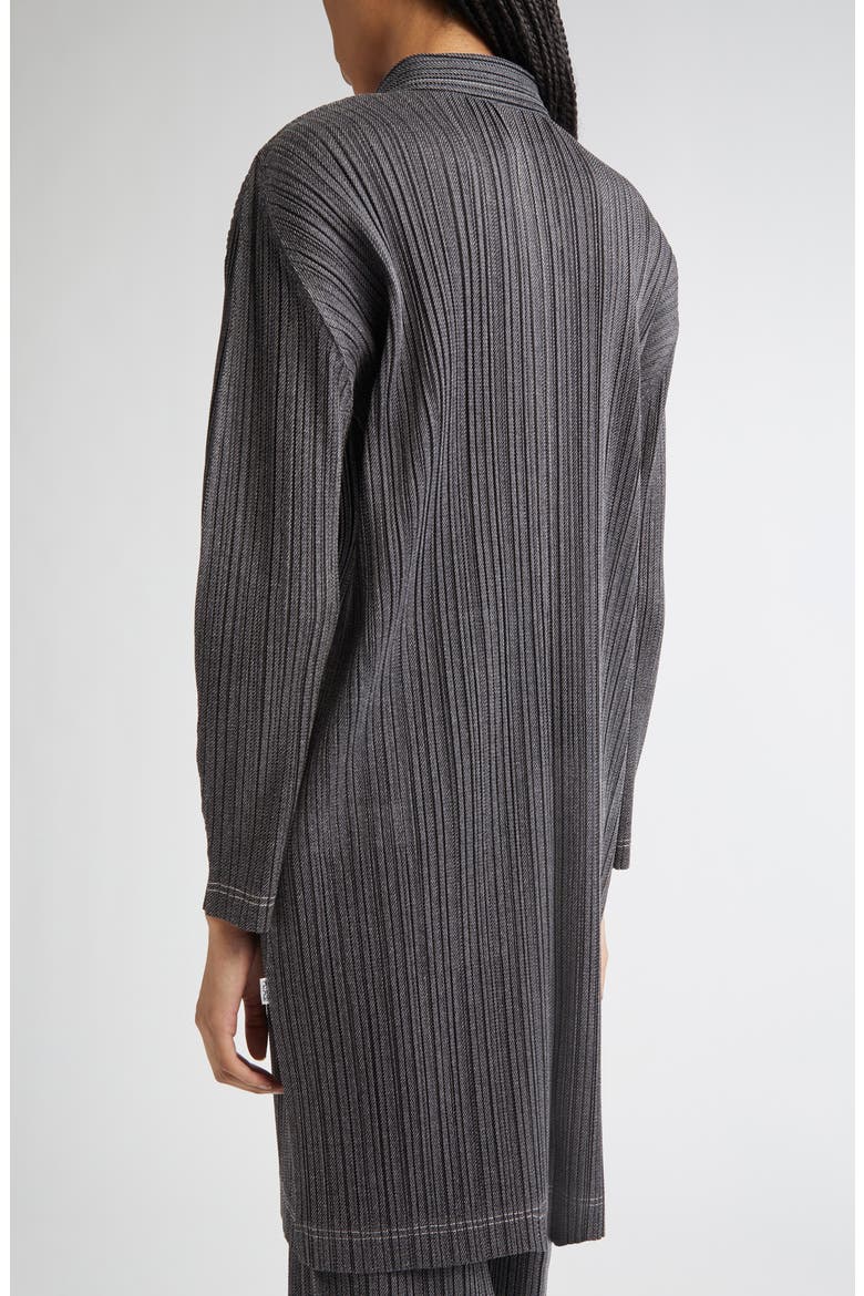 Trompe l'Oeil Pleated Shirt Jacket, Alternate, color, BLACK