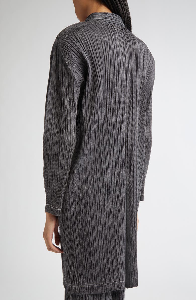 Pleats Please Issey Miyake Trompe l'Oeil Pleated Shirt Jacket, Alternate, color, Black