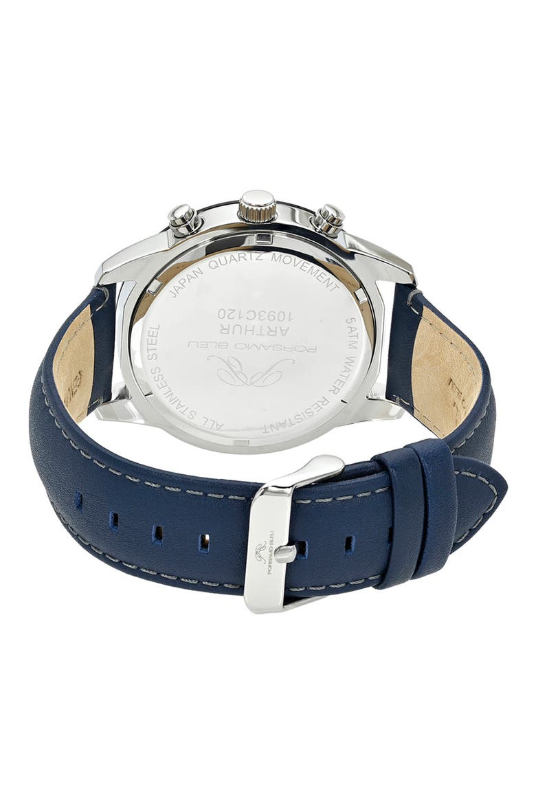 Arthur Chronograph Leather of Silicone Strap Watch, 44mm, Alternate, color, LIGHT BLUE