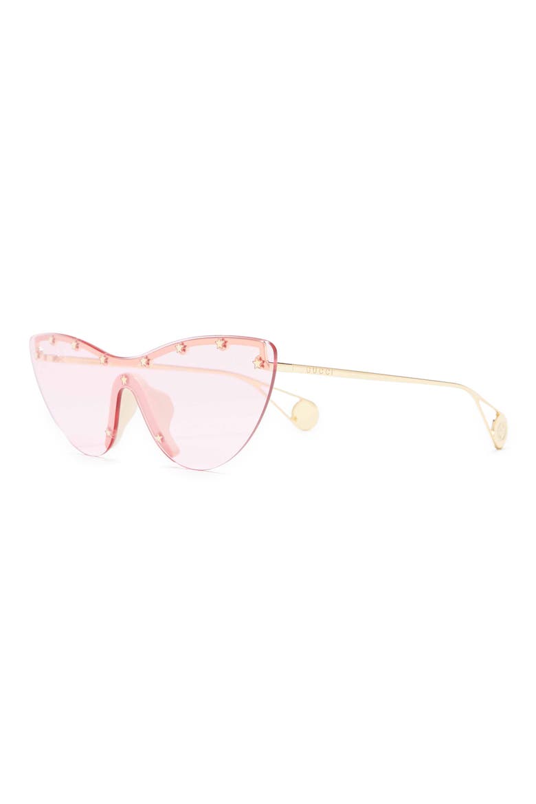 99mm Rimless Cat Eye Sunglasses, Alternate, color, GOLD GOLD PINK/ PNK