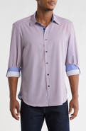 CONSTRUCT Slim Fit Geometric Cross 4-Way Stretch Performance Button-Up Shirt