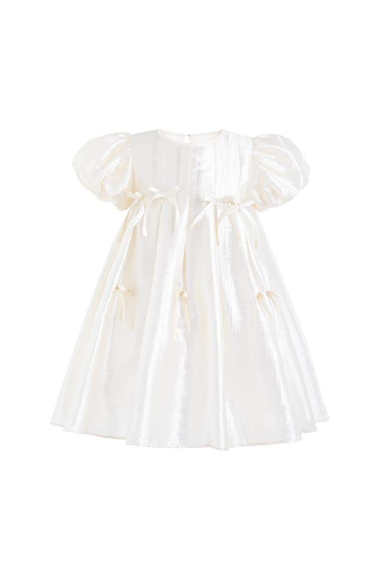 Sena Petal Bow Dress, Main, color, Beige
