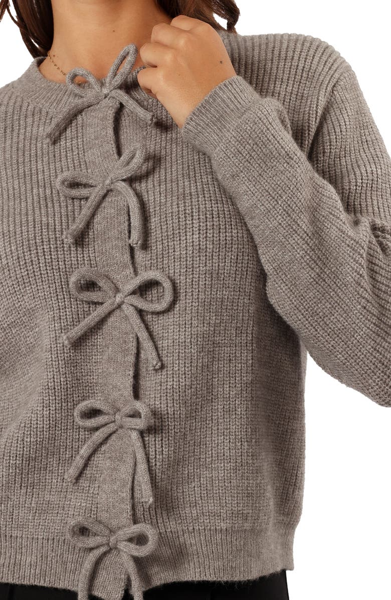 Petal & Pup Wilde Bow Front Cardigan, Alternate, color, Light Grey
