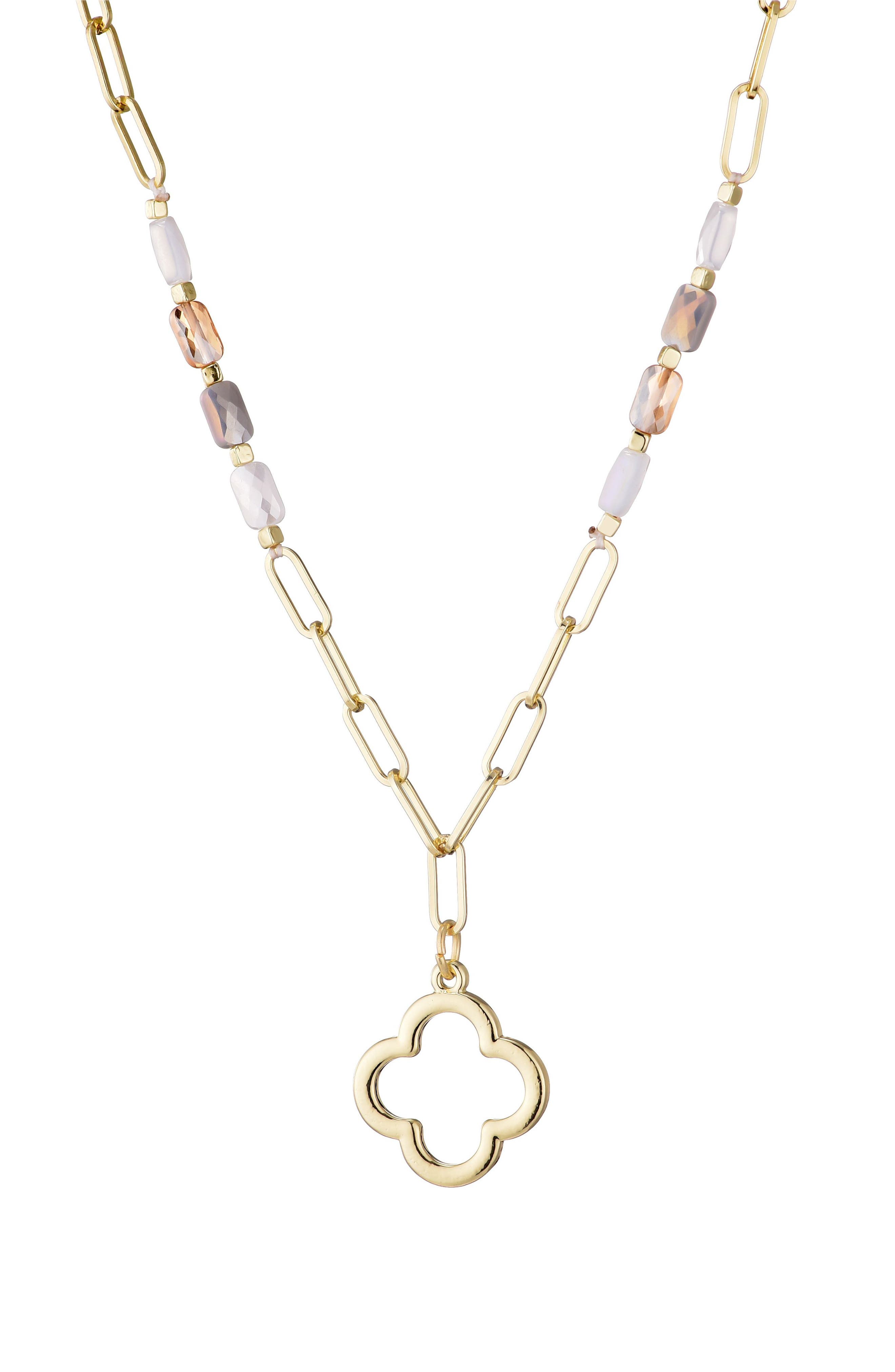 Adornia Crystal Clover Pendant Necklace