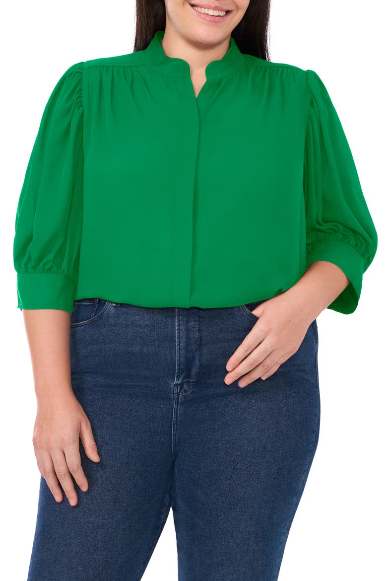 Hidden Placket Shirt, Main, color, GREEN