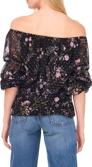 トップス CLANE LANTERN SLEEVE TOPS CeCe Floral Off the Shoulder Lantern Sleeve Top | Nordstromrack