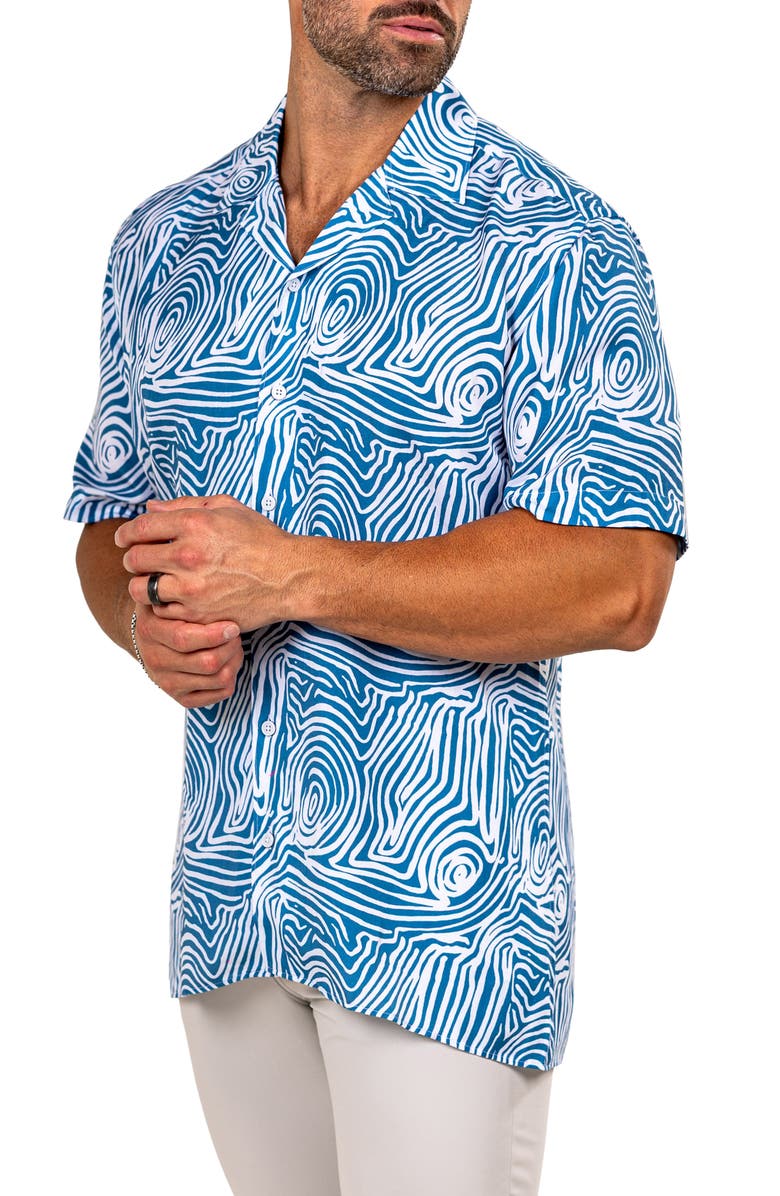 Maceoo Apachi Marthyr0250 Blue Camp Shirt, Alternate, color, 