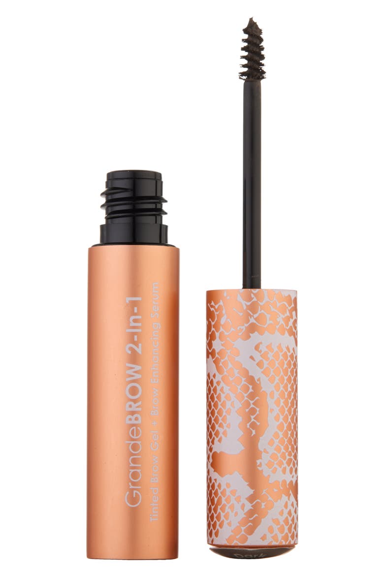 GrandeBROW 2-in-1 Tinted Brow Gel + Brow Enhancing Serum, Main, color, DARK