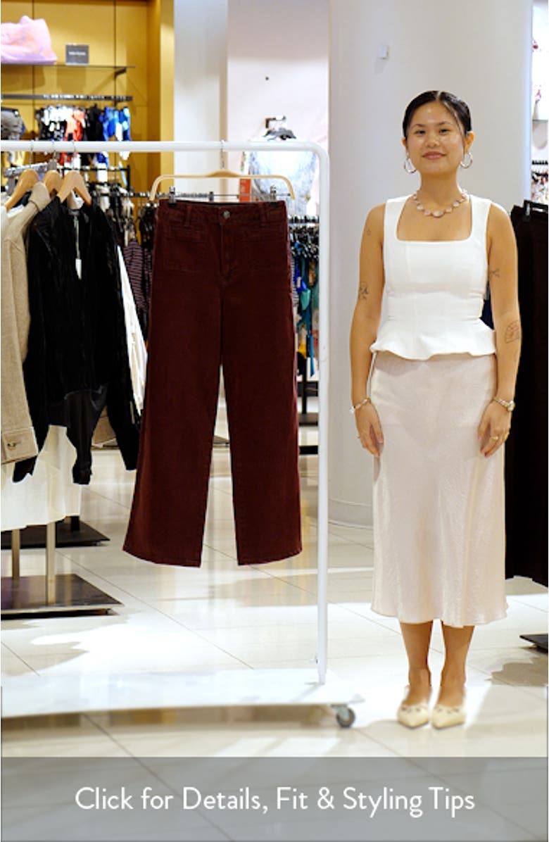 Anessa High Waist Stitch Patch Pocket Wide Leg Jeans, sales video thumbnail