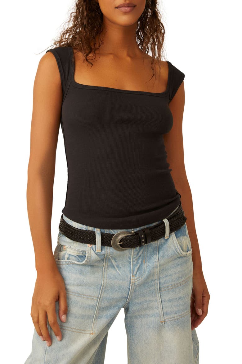 Hummingbird Stretch Cotton Top, Main, color, BLACK