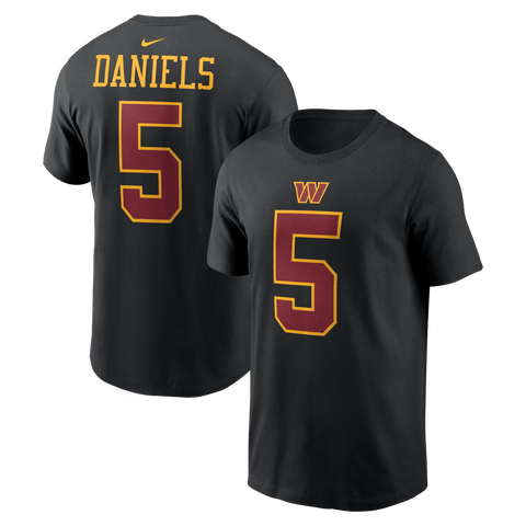 Men's Nike Jayden Daniels Black Washington Commanders Name & Number T-Shirt