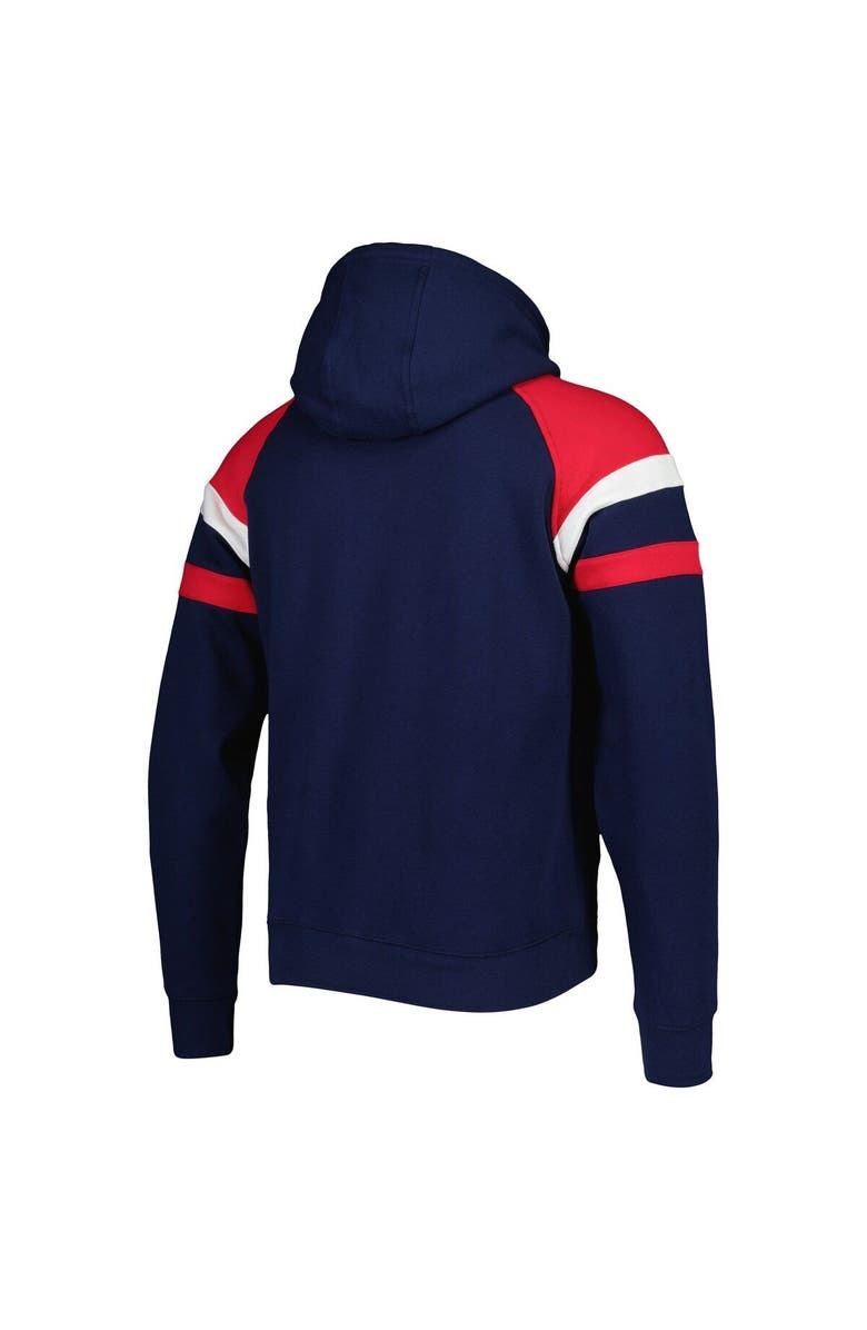 STARTER Men's Starter Navy New England Patriots Draft Fleece Raglan Pullover Hoodie, Alternate, color, Navy