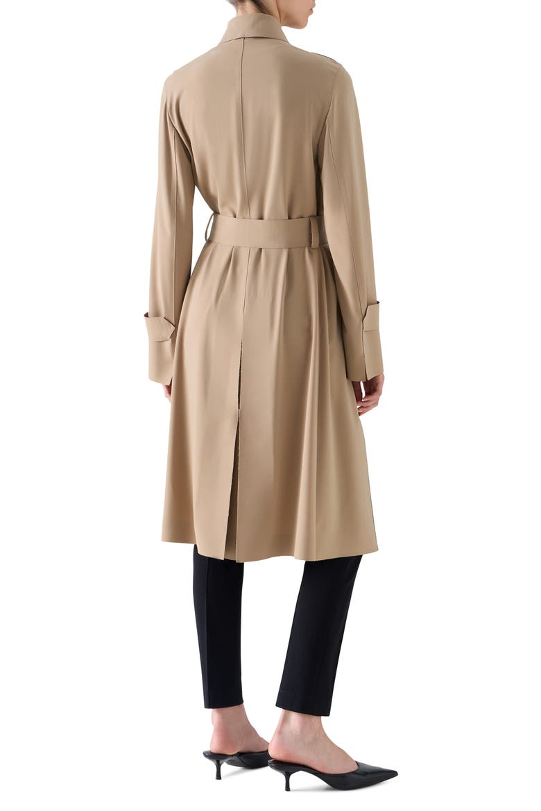 Laser Cut Technical Crepe Trench Coat, Alternate, color, BEIGE