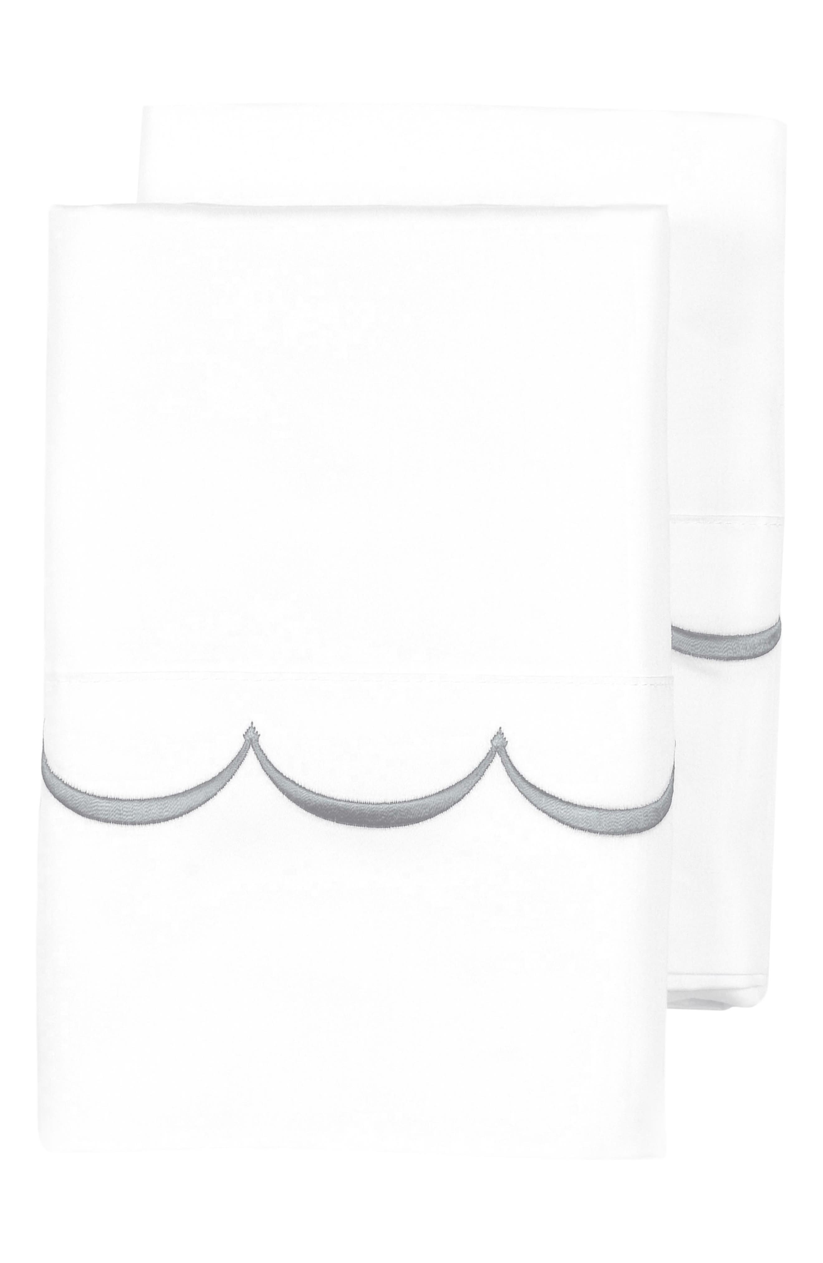 Scalloped Edge Embroidered 600 Thread Count Pillowcases