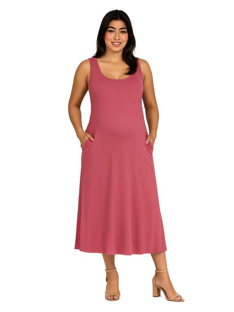 Maternity Scoop Neck Sleeveless Maxi Dress with Pockets