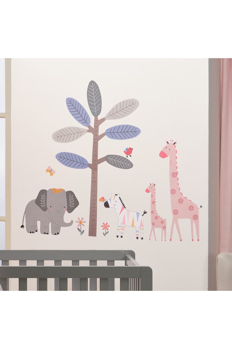 Jazzy Jungle Elephant/Zebra/Giraffe/Tree Wall Decals/Stickers, Alternate, color, Multicolor