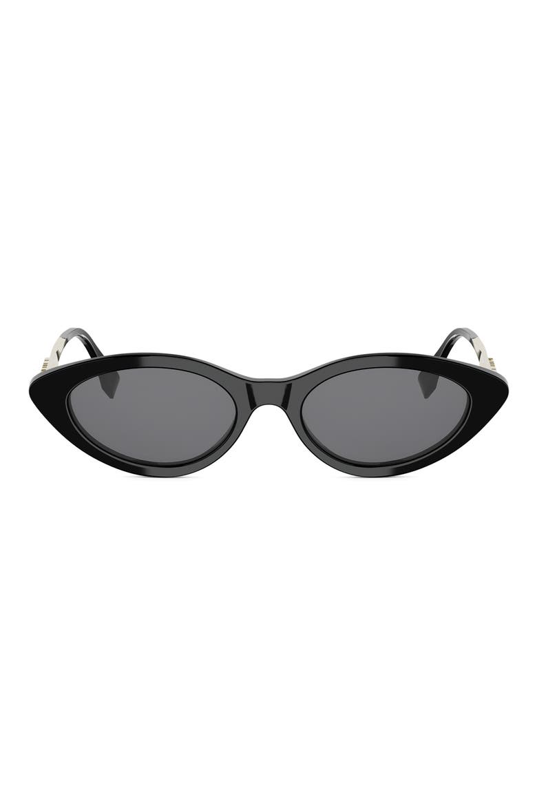 Fendigraphy 51mm Cat Eye Sunglasses, Main, color, SHINY BLACK / SMOKE