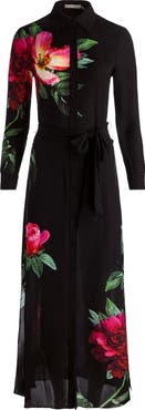 Alice + Olivia Chassidy Long Sleeve Floral Maxi Shirtdress