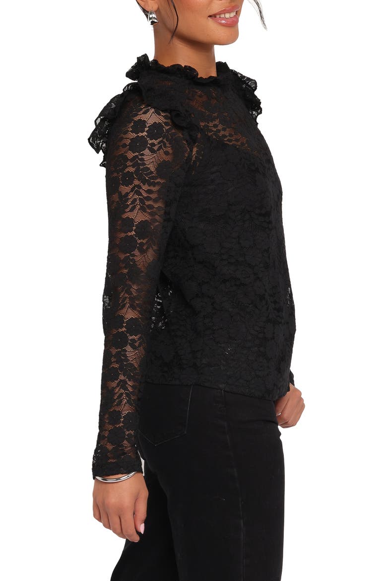 Lettie Lace Long Sleeve Top, Alternate, color, BLACK