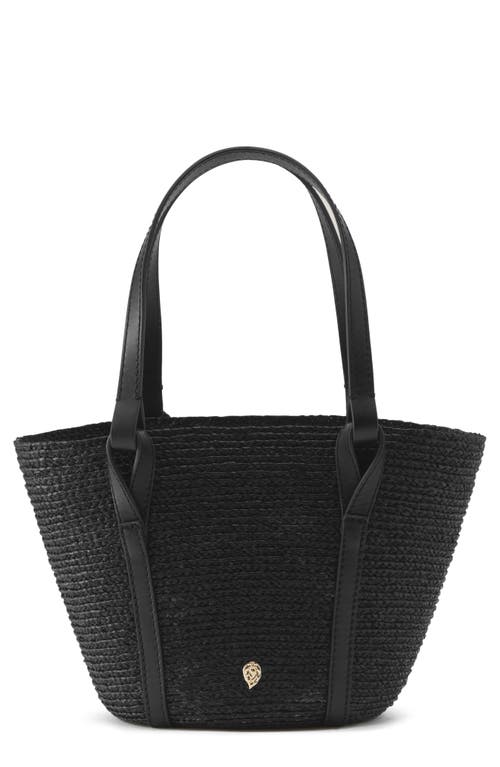 Helen Kaminski Mini Bisou Raffia Basket Tote In Charcoal/black
